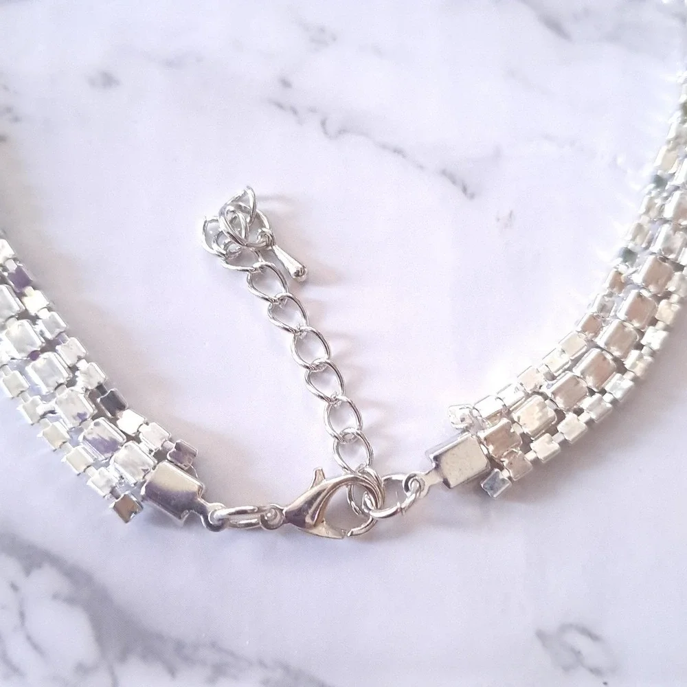 New Quirky Lizard Rhinestone Heart Collar Necklace Dog Cat XL Pink Silver Choker